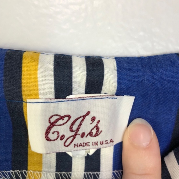 Vintage Rainbow Striped Sleeveless Dress With Pockets USA - Picture 3 of 13